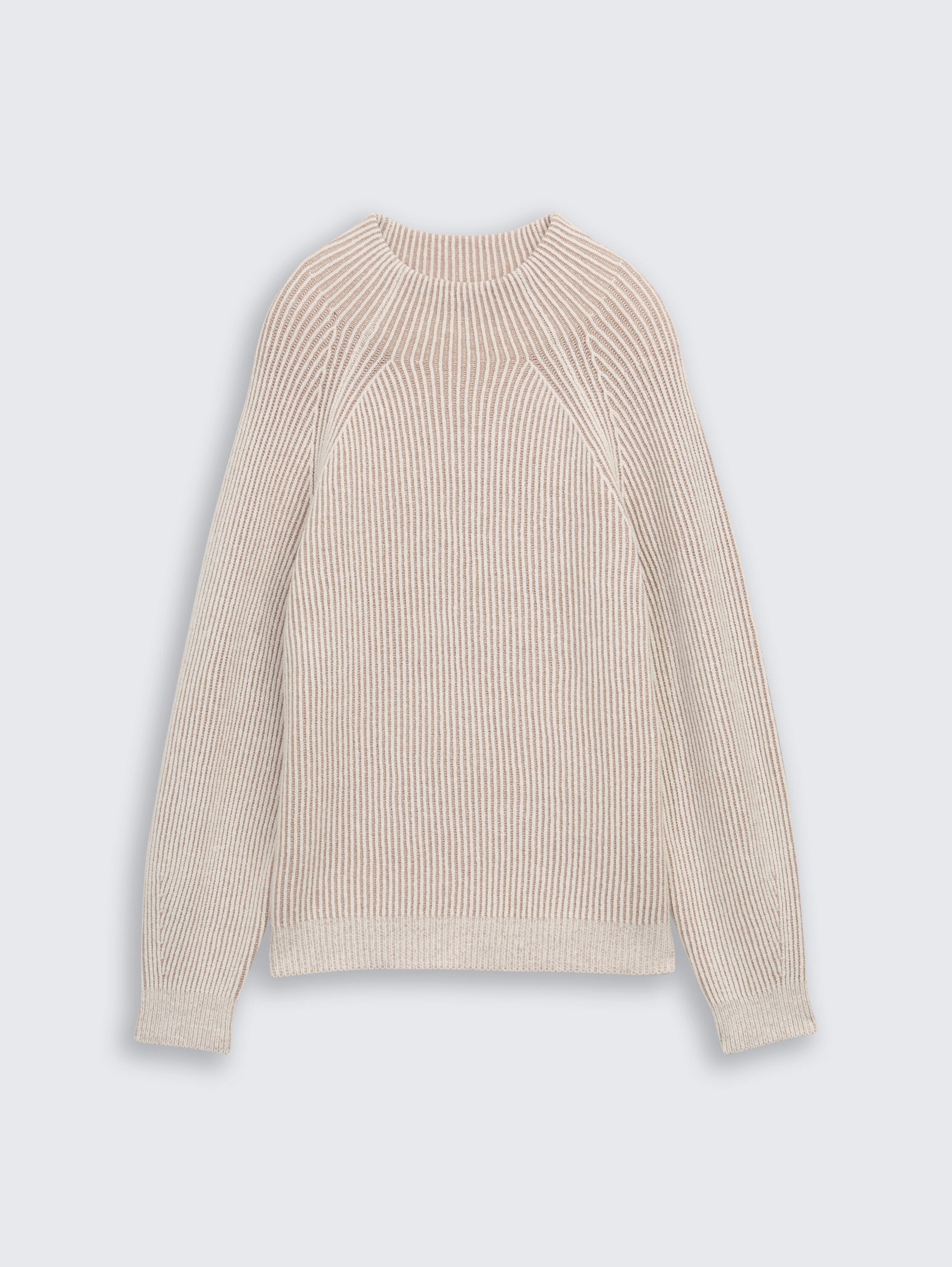 Loose fit knitted jumper with stand-up collar - soft_taupe_rib_structure - 