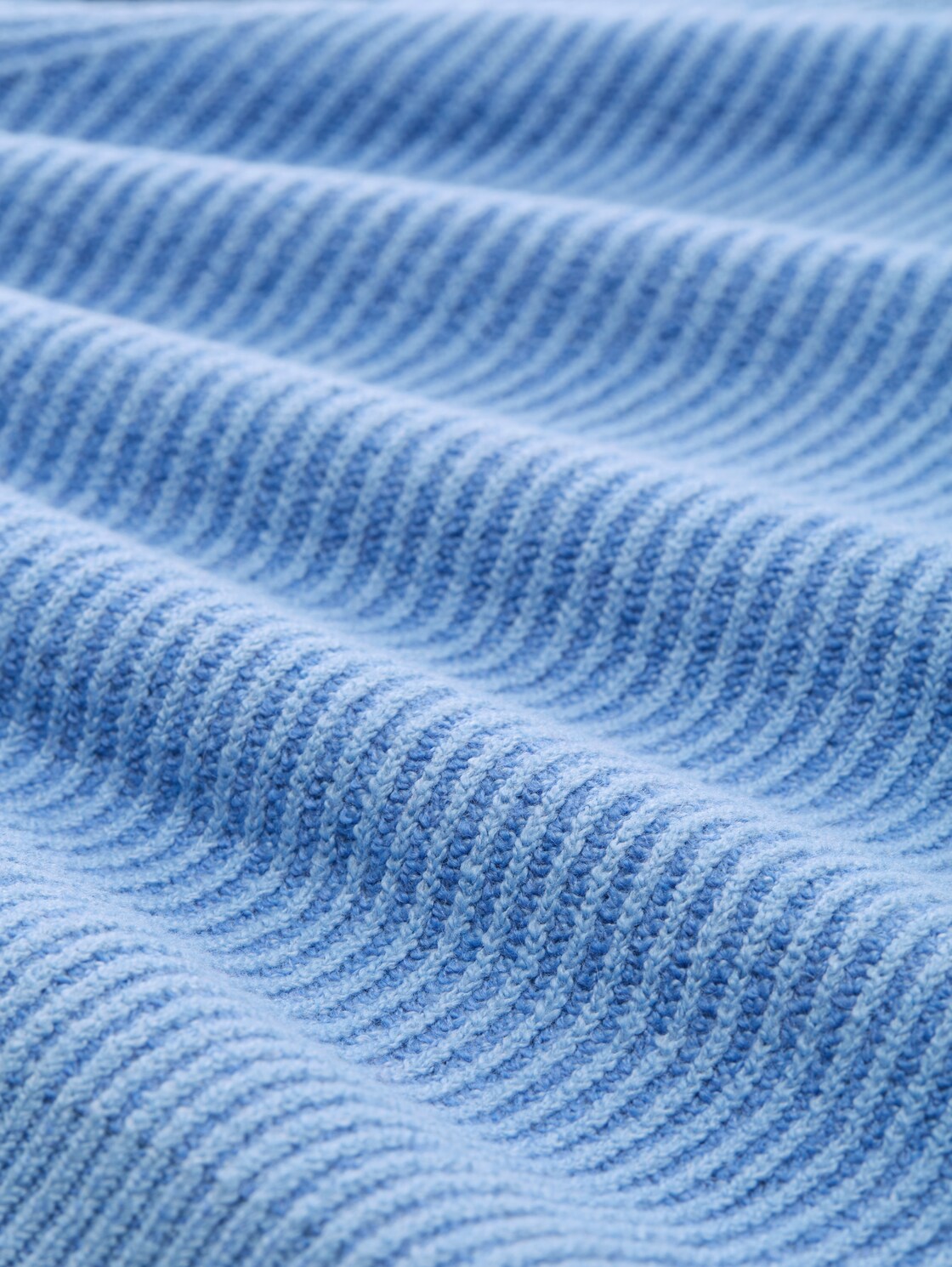 Loose Fit Strickpullover mit Stehkragen - light blue knit structure - Material-Ansicht