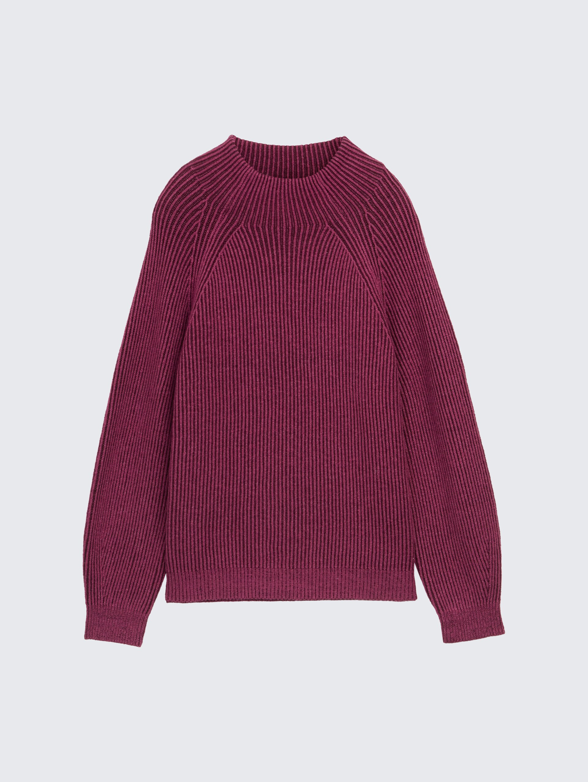 Loose Fit Strickpullover mit Stehkragen - red rib structure