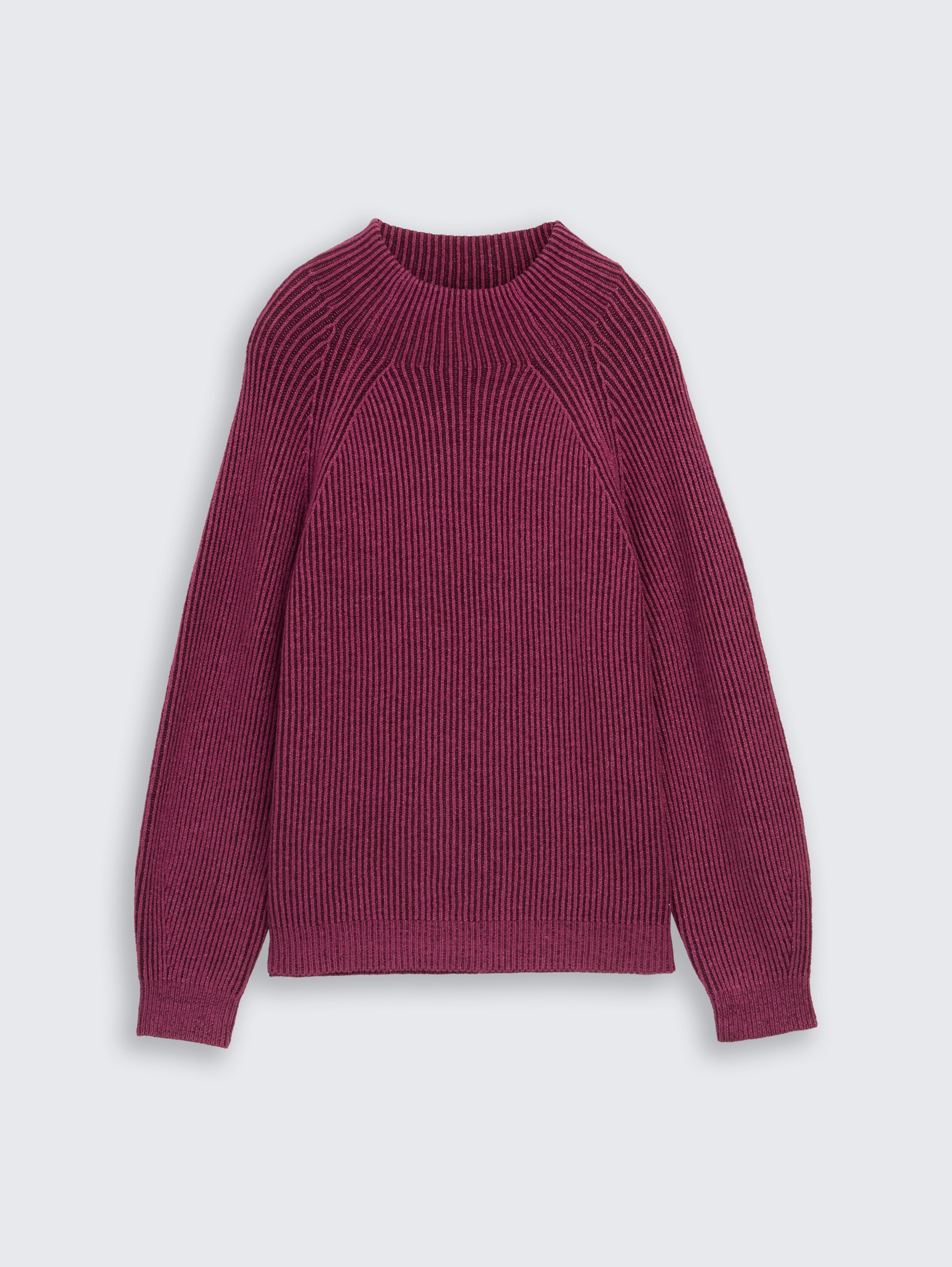 Loose fit knitted jumper with stand-up collar - red_rib_structure - 