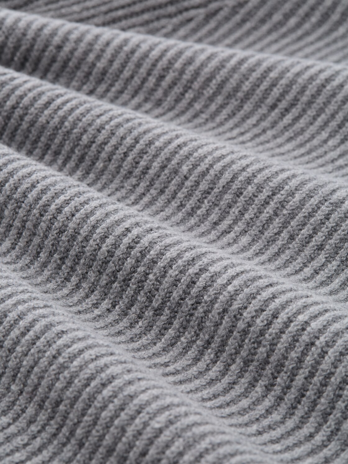 Loose Fit Strickpullover mit Stehkragen - mid grey rib structure - Material-Ansicht