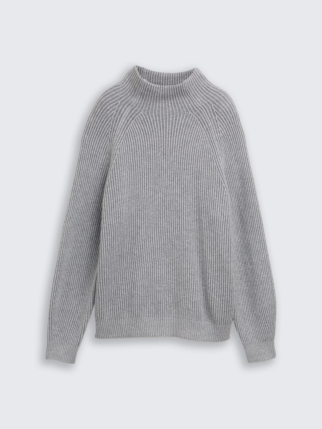 Loose Fit Strickpullover mit Stehkragen - mid grey rib structure