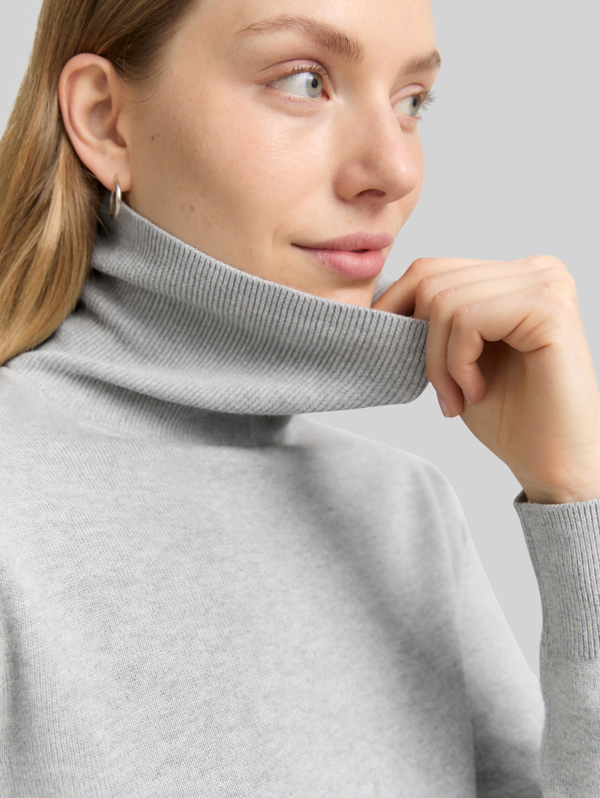 Col roulé basique - medium silver grey melange - Vue détaillée du modèle