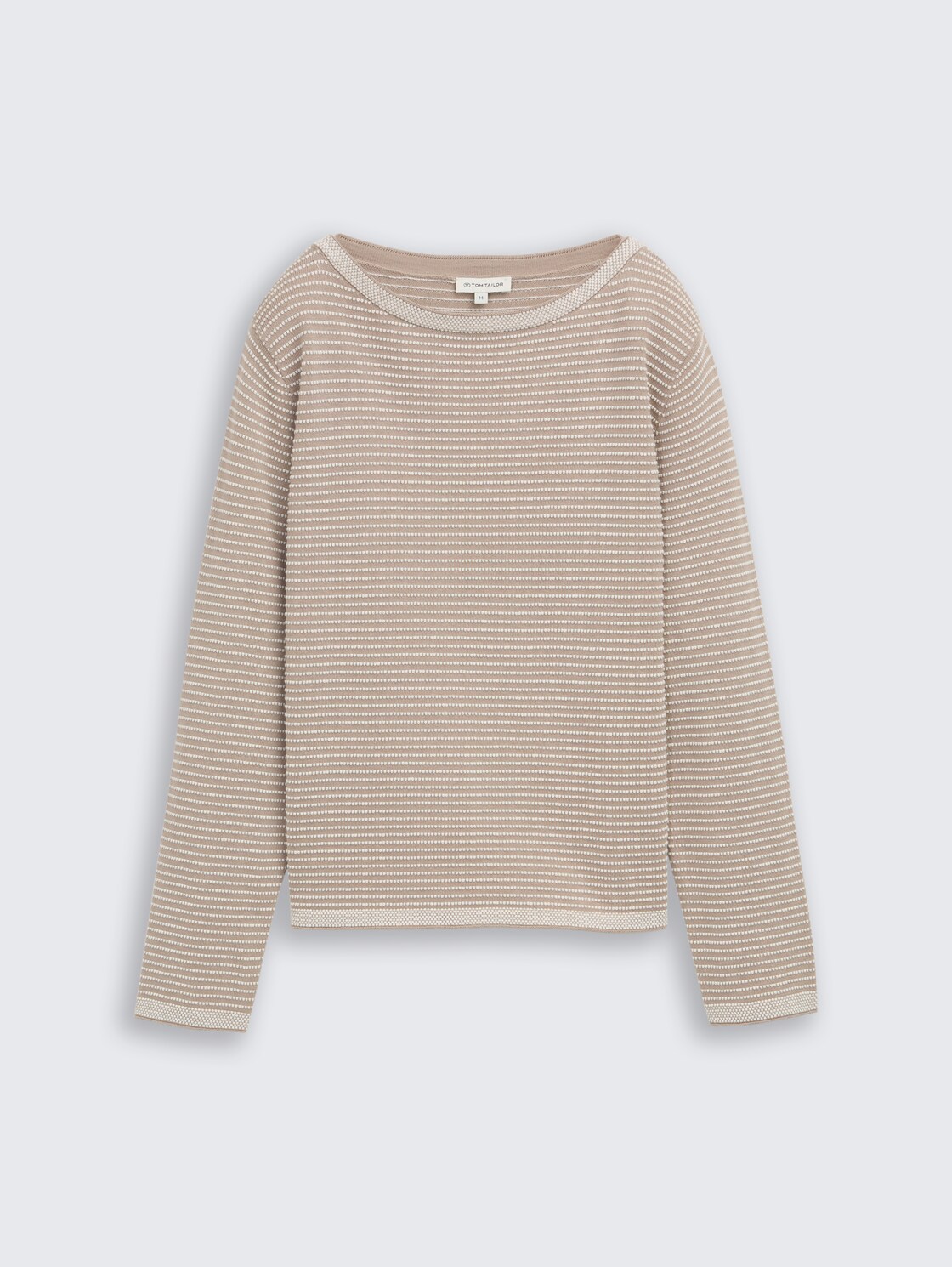Strickpullover mit U-Boot-Ausschnitt - soft taupe bubble knit stripe