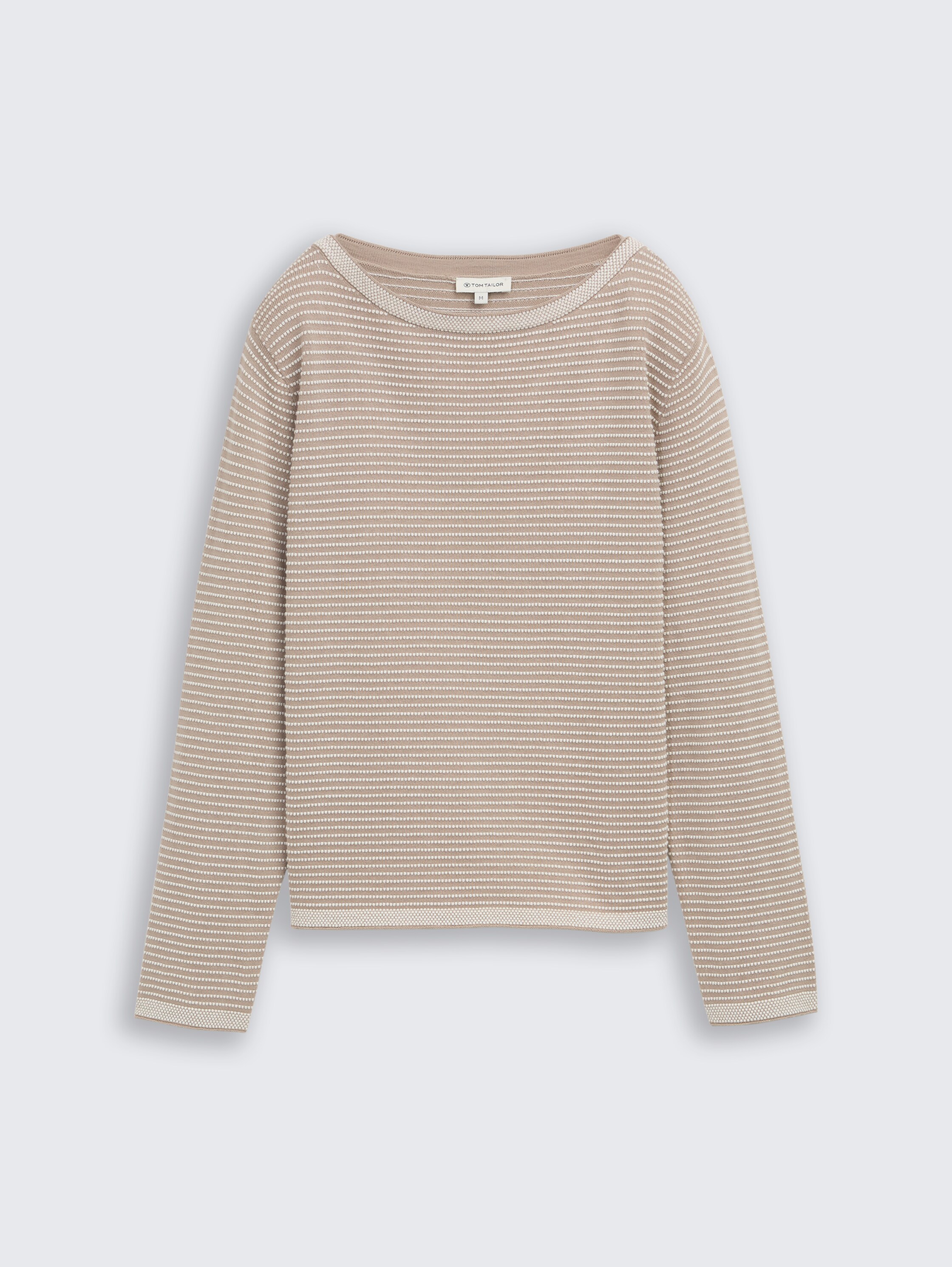 Pull-over en tricot avec encolure en U - soft taupe bubble knit stripe