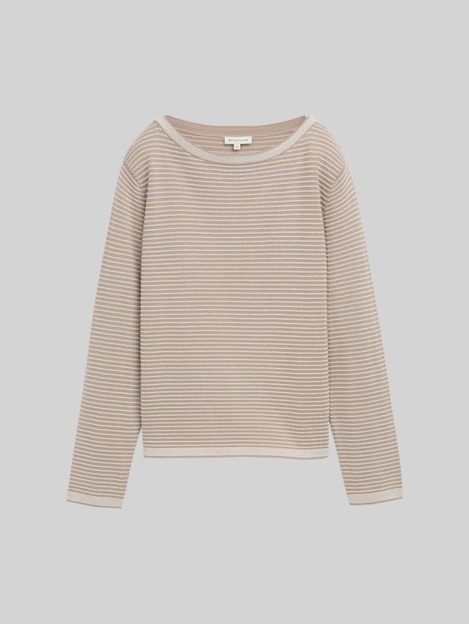Strickpullover mit Streifen von Women, soft taupe bubble knit stripe