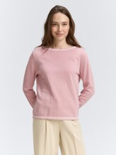 Pull-over en tricot avec encolure en U - rose bubble knit stripe - Découpe Vue de face du modèle