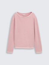 Pull-over en tricot avec encolure en U - rose bubble knit stripe