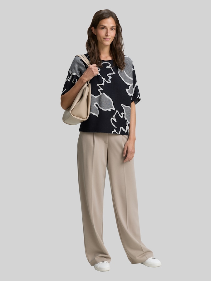 Gebreide trui met patroon door Women, floral knit jacquard design