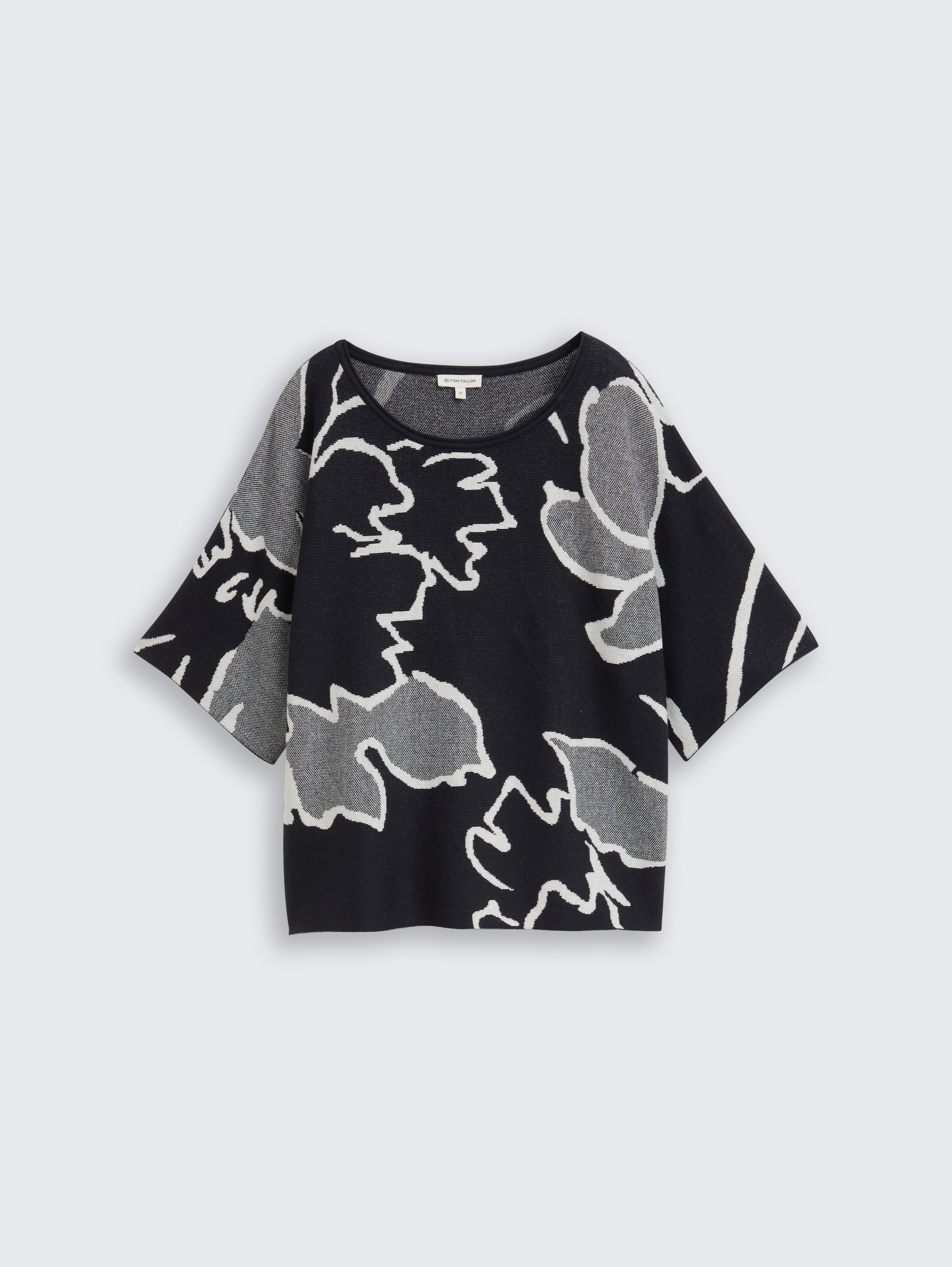 Loose Fit Strickpullover mit Muster - floral knit jacquard design