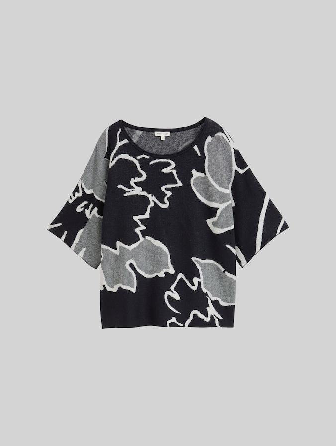 Loose fit knitted jumper with pattern by Women, floral knit jacquard design