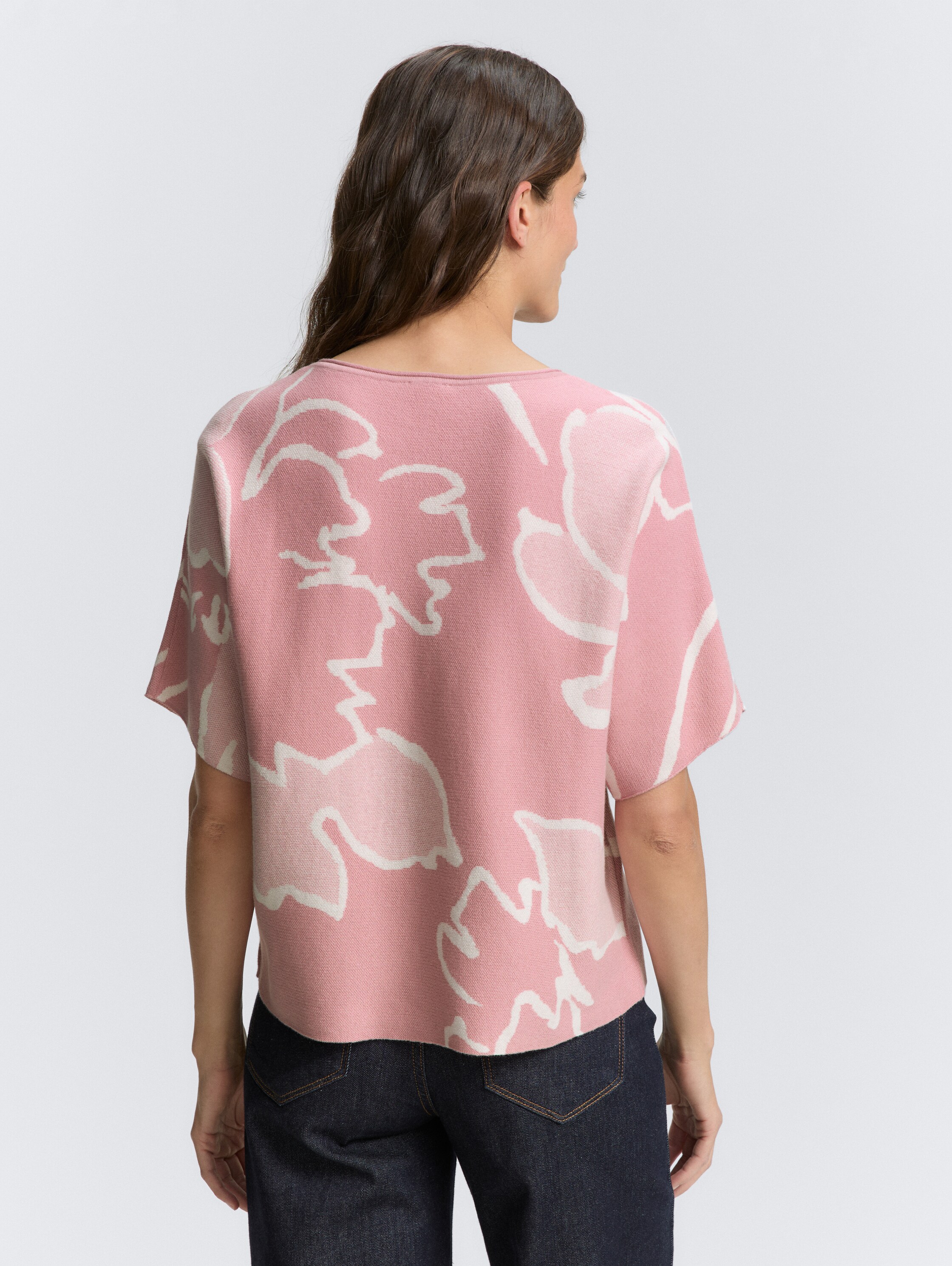 Loose Fit Strickpullover mit Muster - floral_rose_knit_design - 