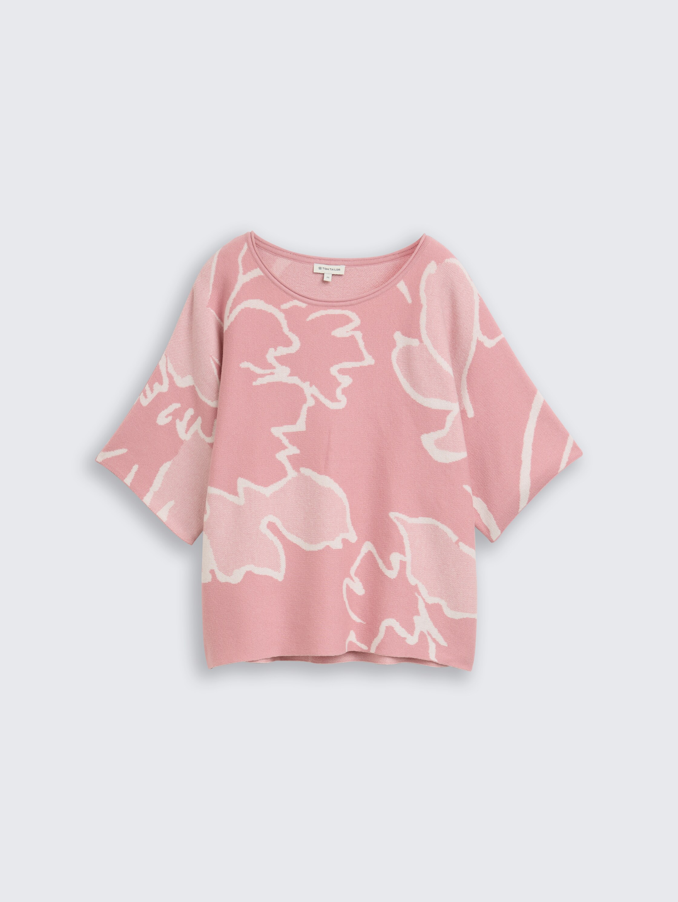 Loose Fit Strickpullover mit Muster - floral_rose_knit_design - 