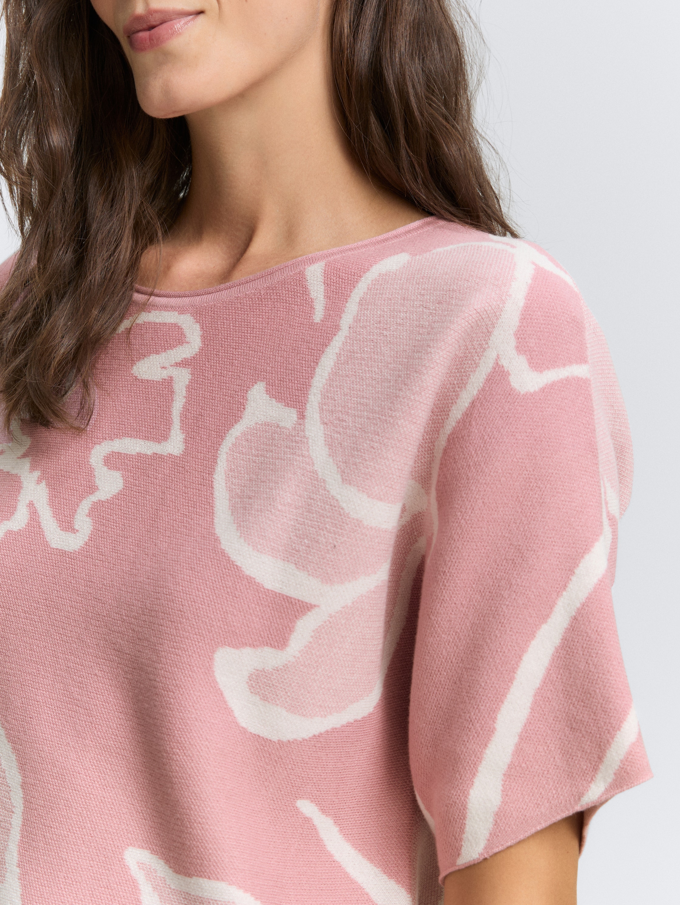 Loose Fit Strickpullover mit Muster - floral_rose_knit_design - 