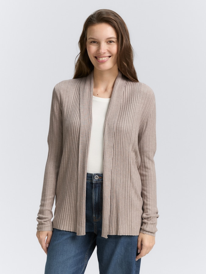 Cardigan mit Schalkragen von Women, soft taupe melange
