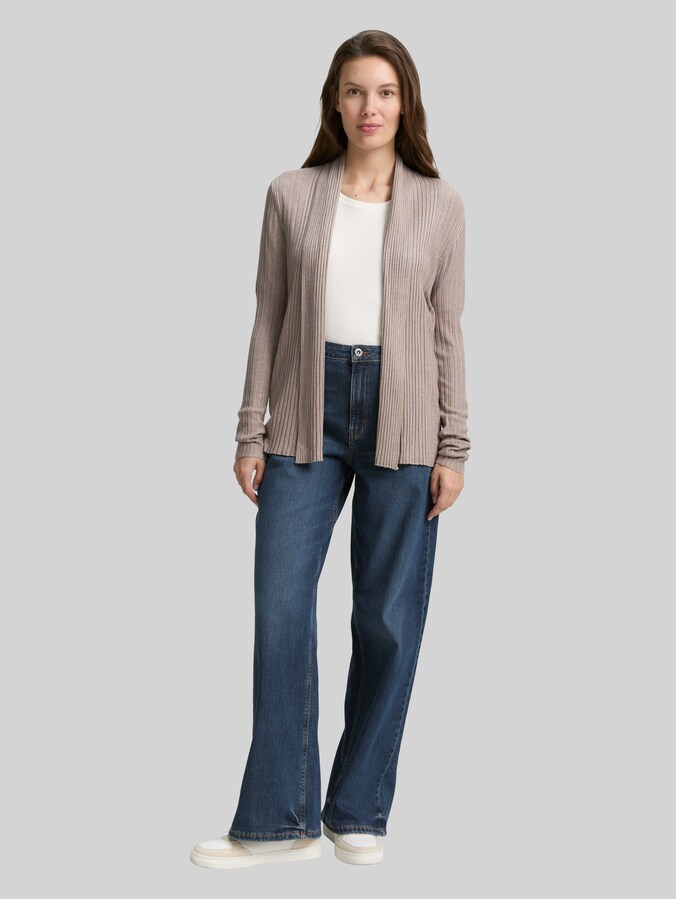 vest met sjaalkraag door Women, soft taupe melange