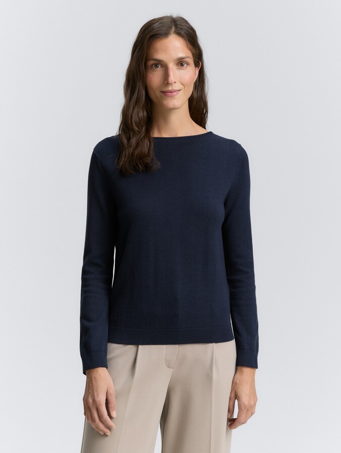 Gebreide trui met boothals door Women, sky captain blue