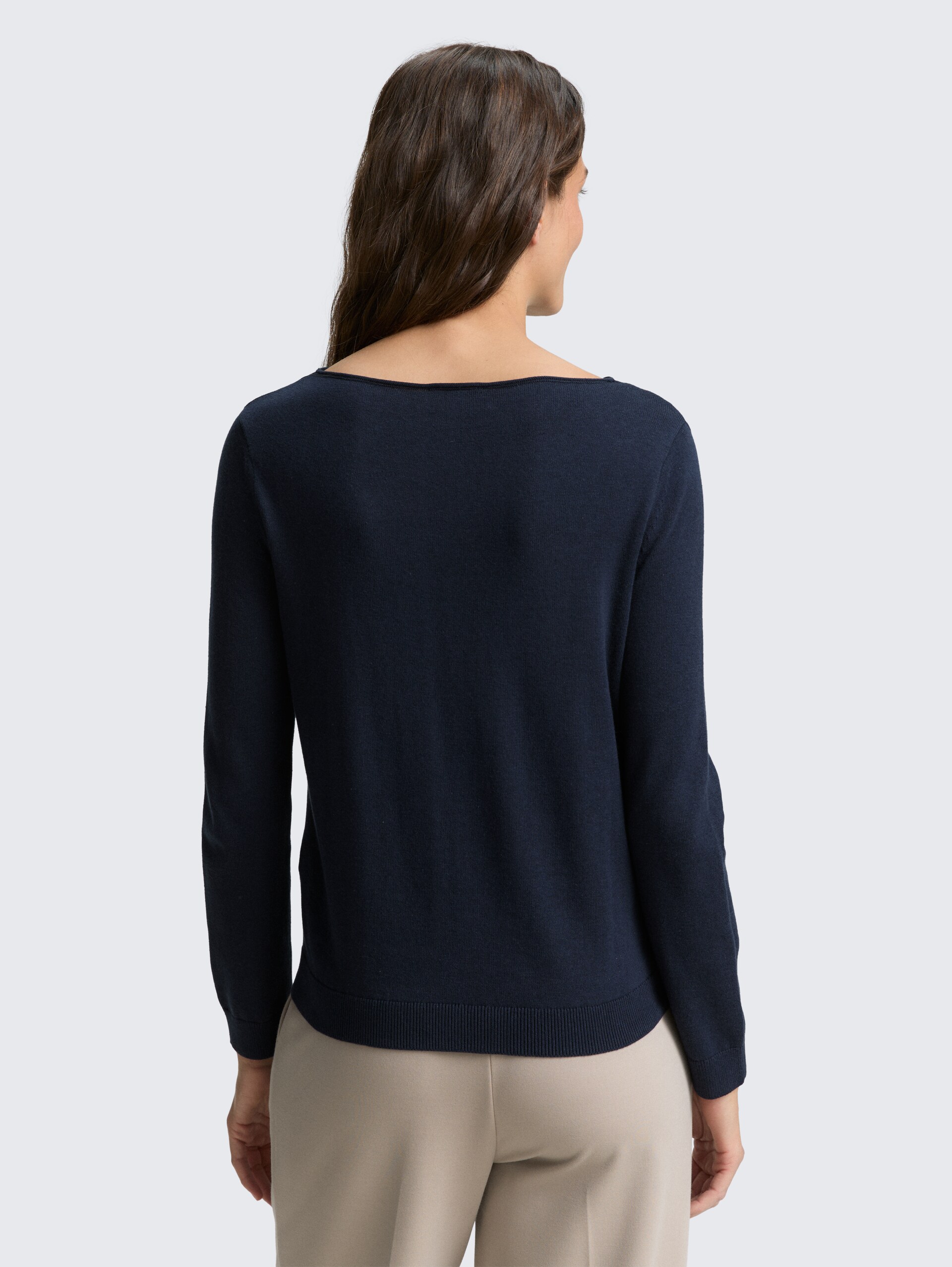 Strickpullover mit U-Boot-Ausschnitt - sky captain blue