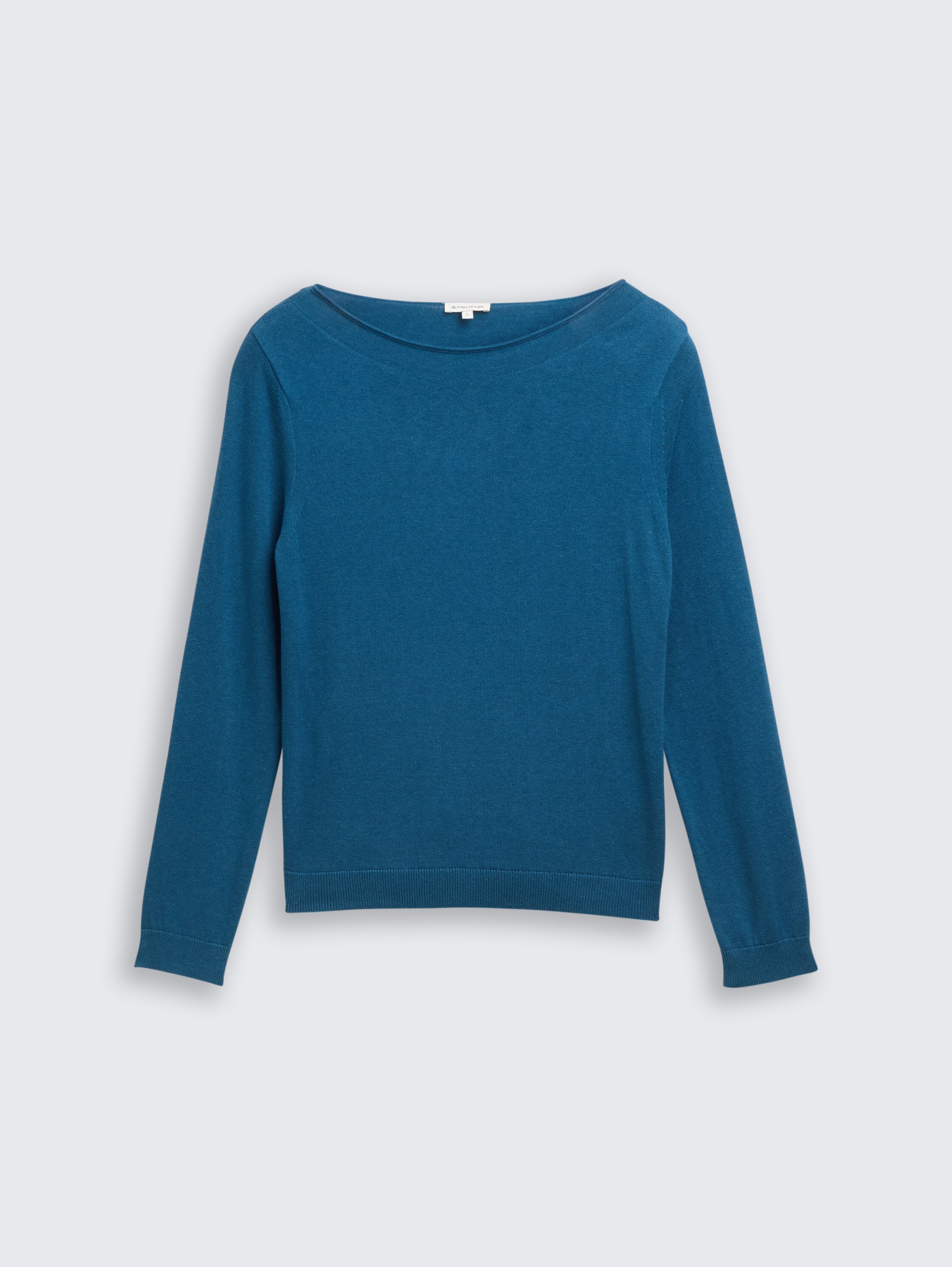 Gebreide trui met boothals - dark_petrol_1 - 