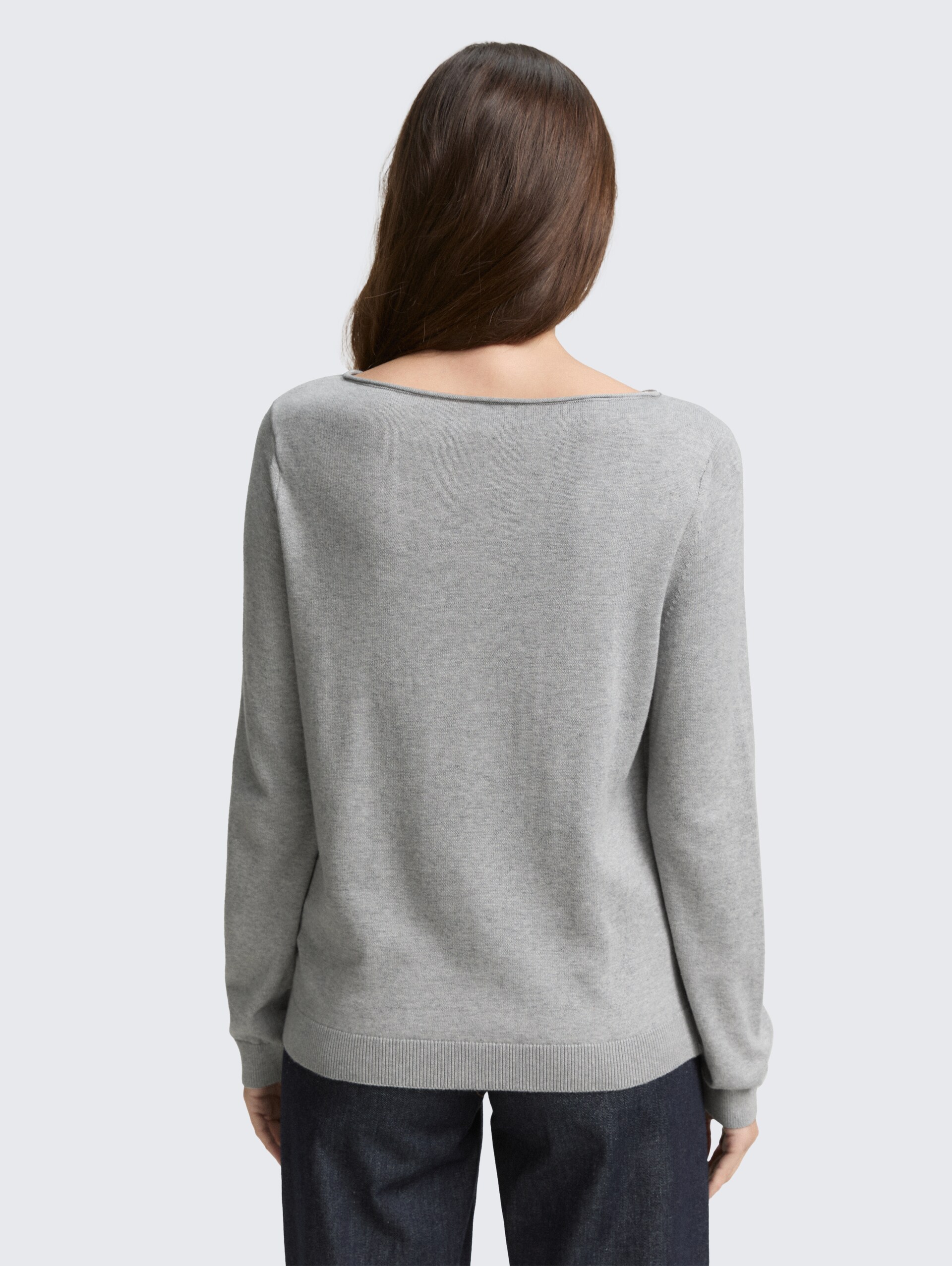 Strickpullover mit U-Boot-Ausschnitt - medium silver grey melange