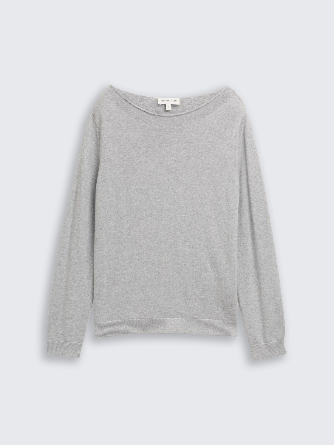 Strickpullover mit U-Boot-Ausschnitt - medium silver grey melange