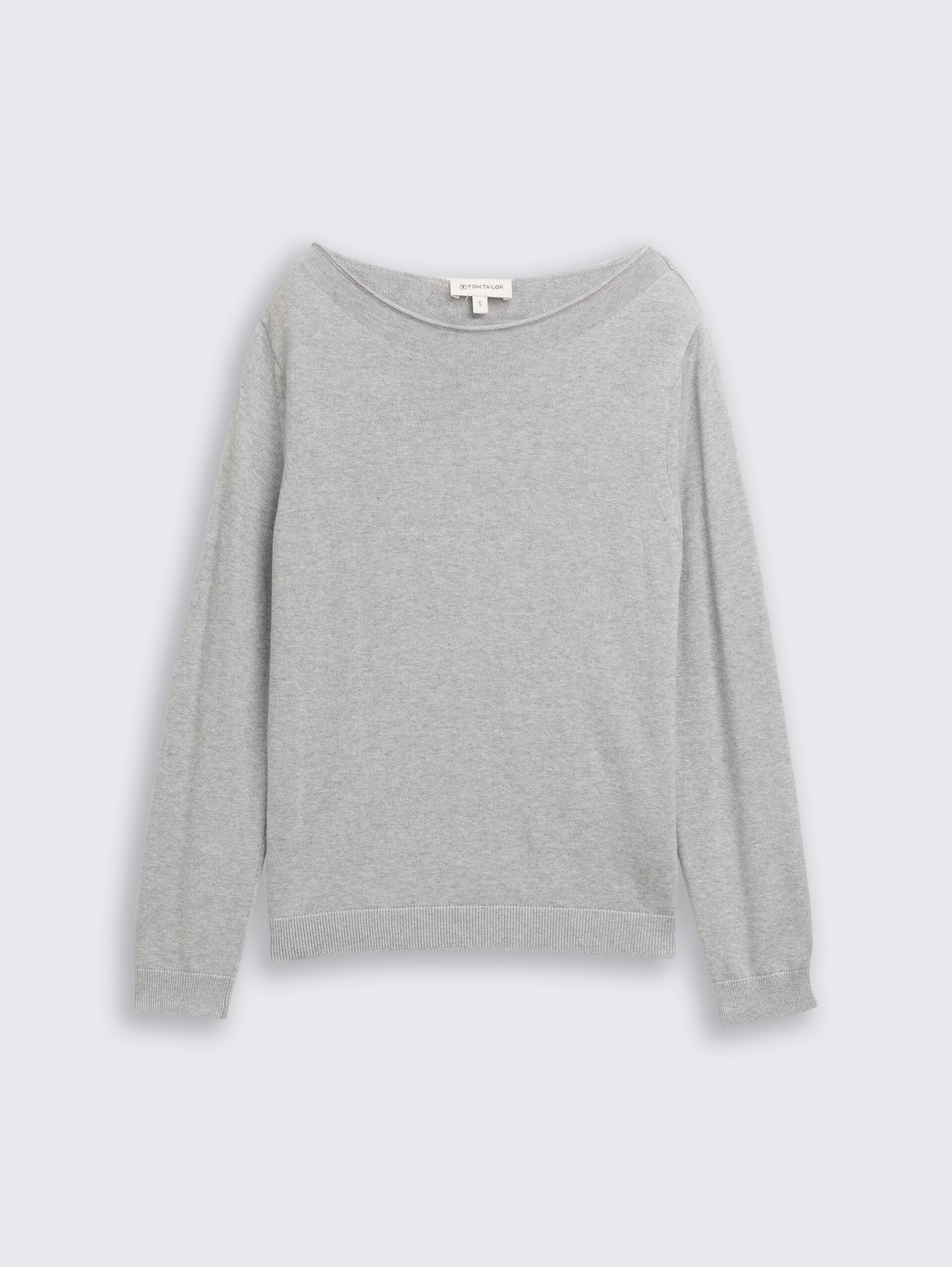 Strickpullover mit U-Boot-Ausschnitt - medium silver grey melange