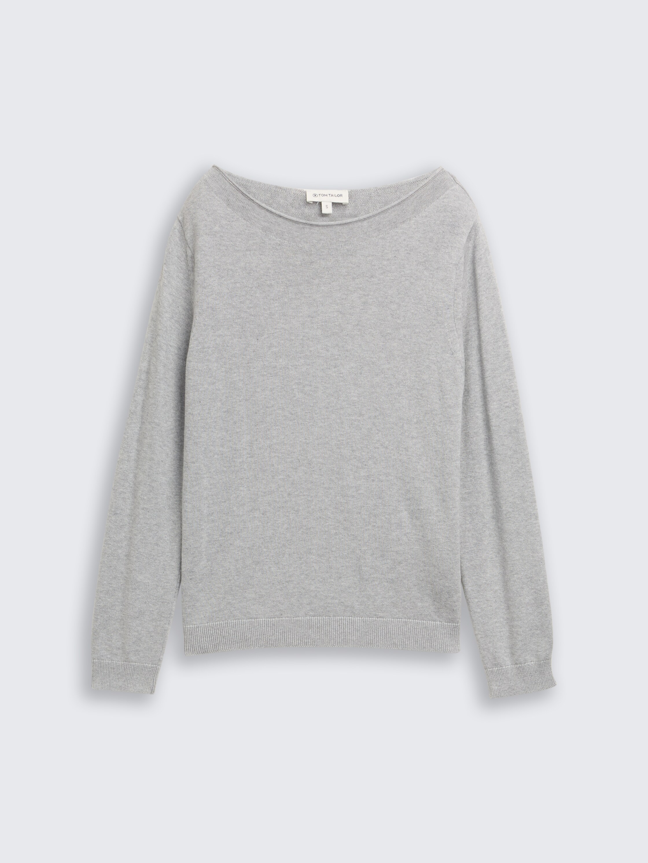 Gebreide trui met boothals - medium_silver_grey_melange - 