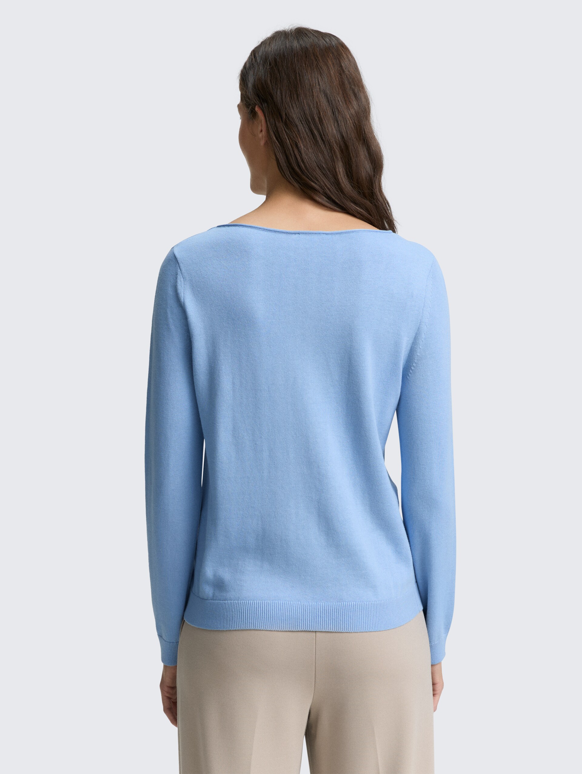 Strickpullover mit U-Boot-Ausschnitt - light fjord blue