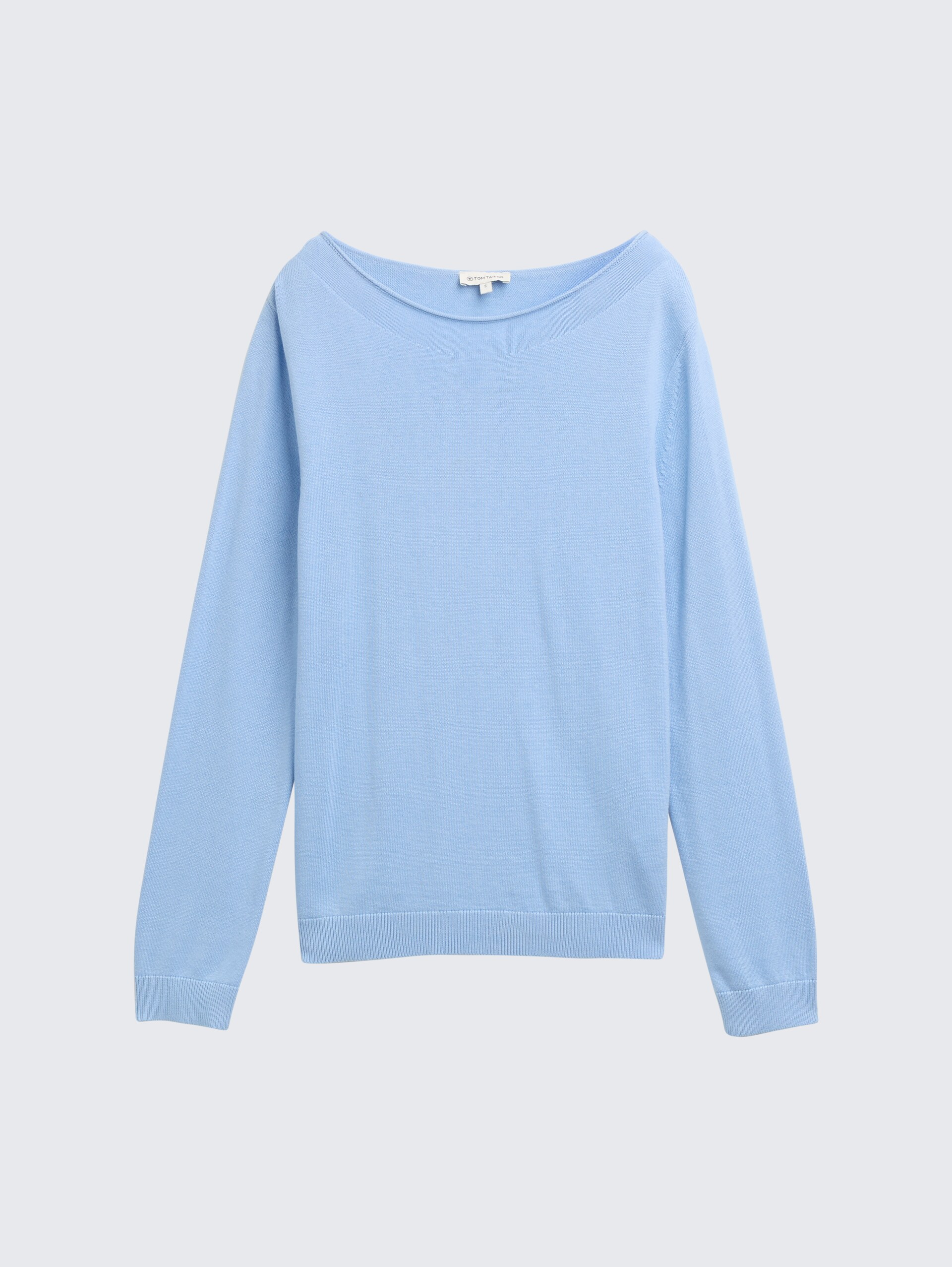 Strickpullover mit U-Boot-Ausschnitt - light fjord blue