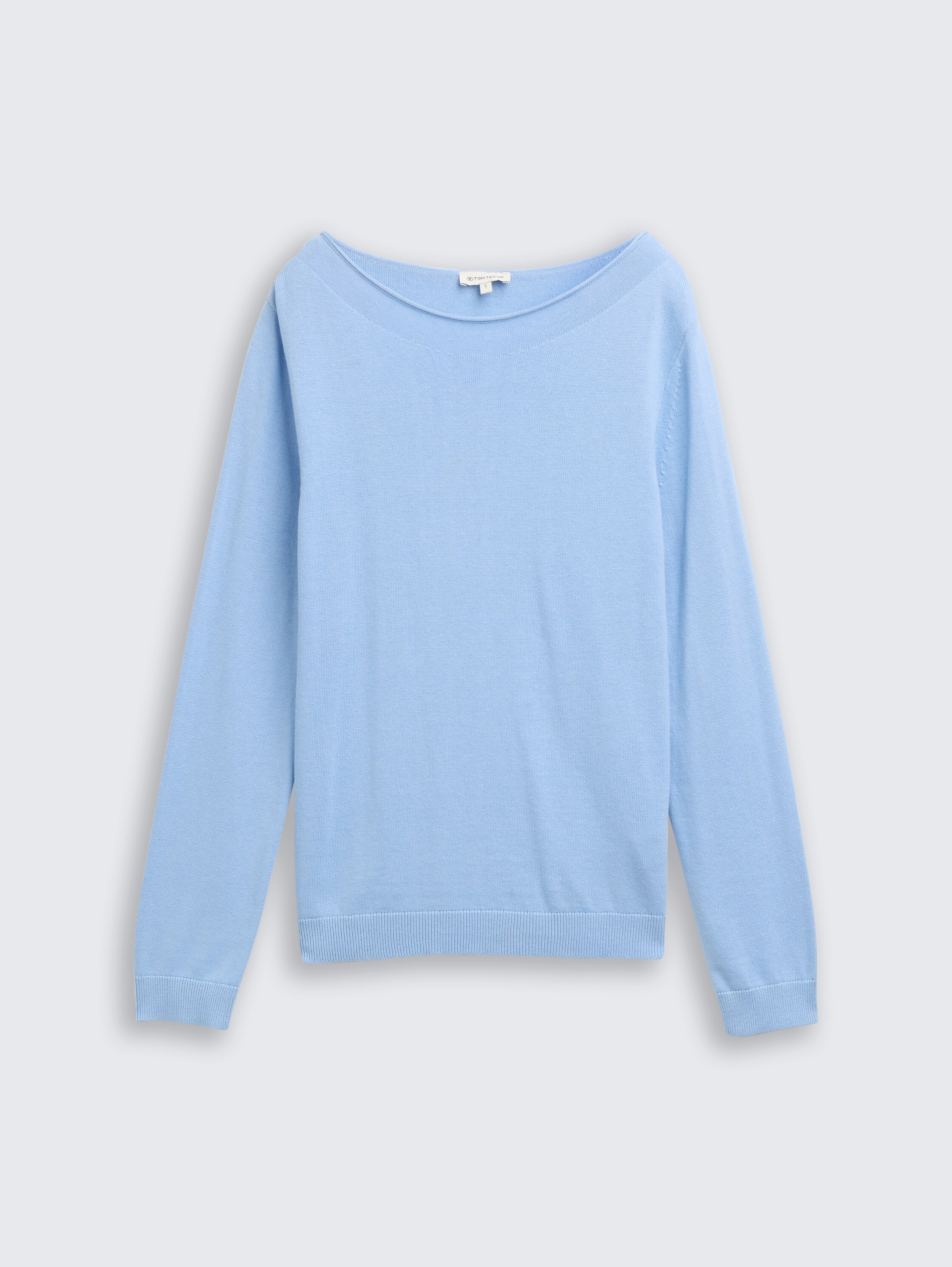 Gebreide trui met boothals - light_fjord_blue - 