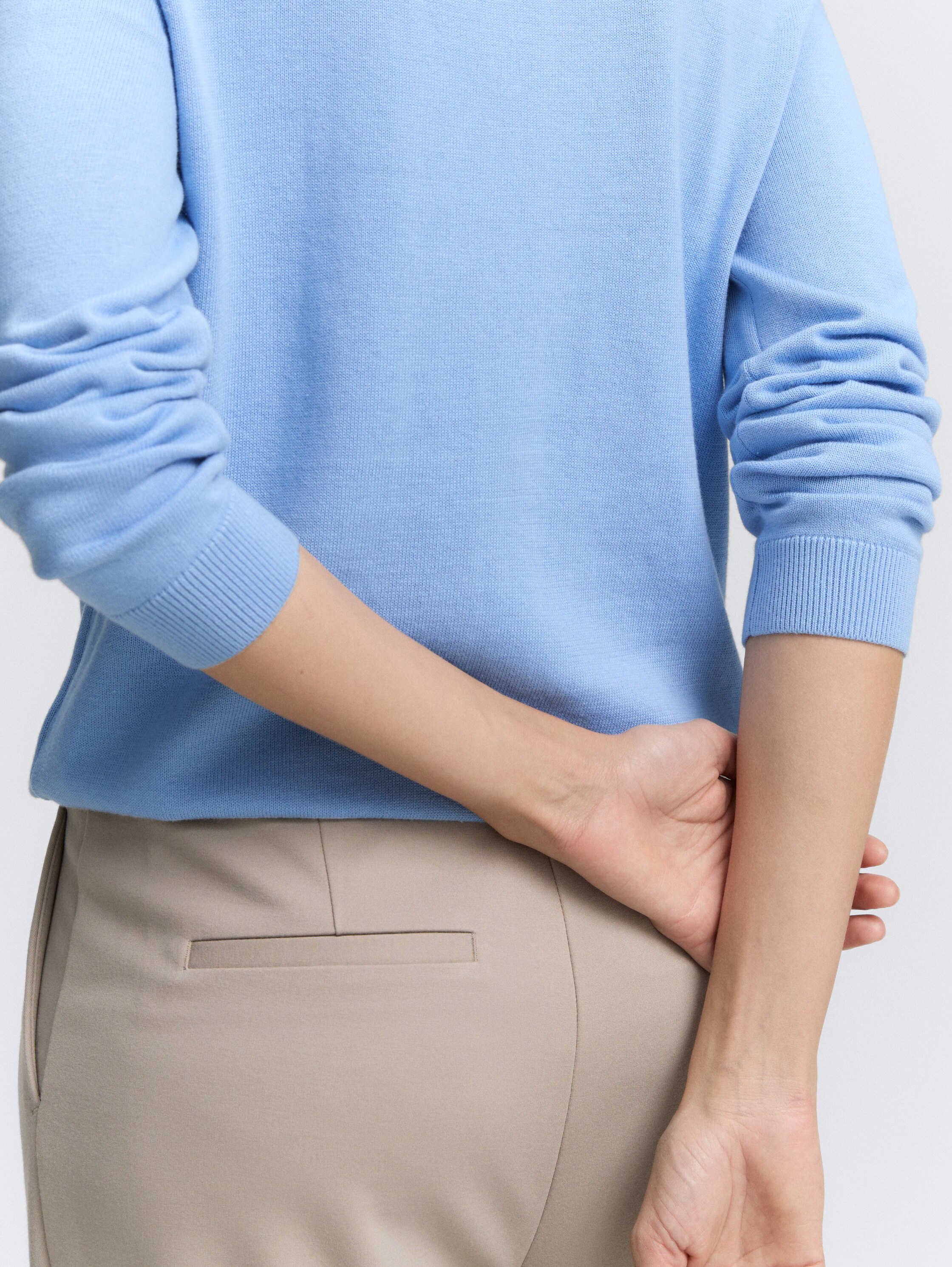 Gebreide trui met boothals - light_fjord_blue - 