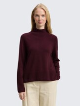 Pull en tricot avec cachemire - Dark Red Mélange - Découpe Vue de face du modèle