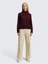 Pull en tricot avec cachemire - Dark Red Mélange - Vue de face du modèle
