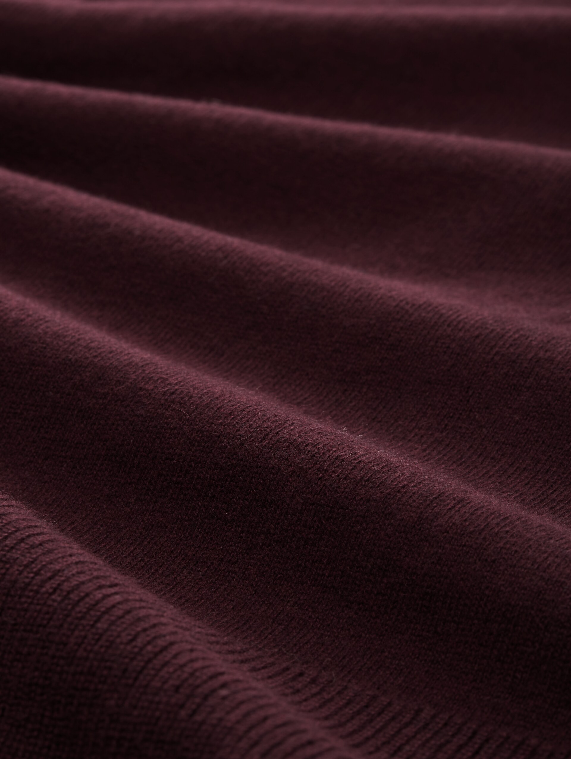 Strickpullover mit Kaschmir-Anteil - Dark Red Mélange - Material-Ansicht
