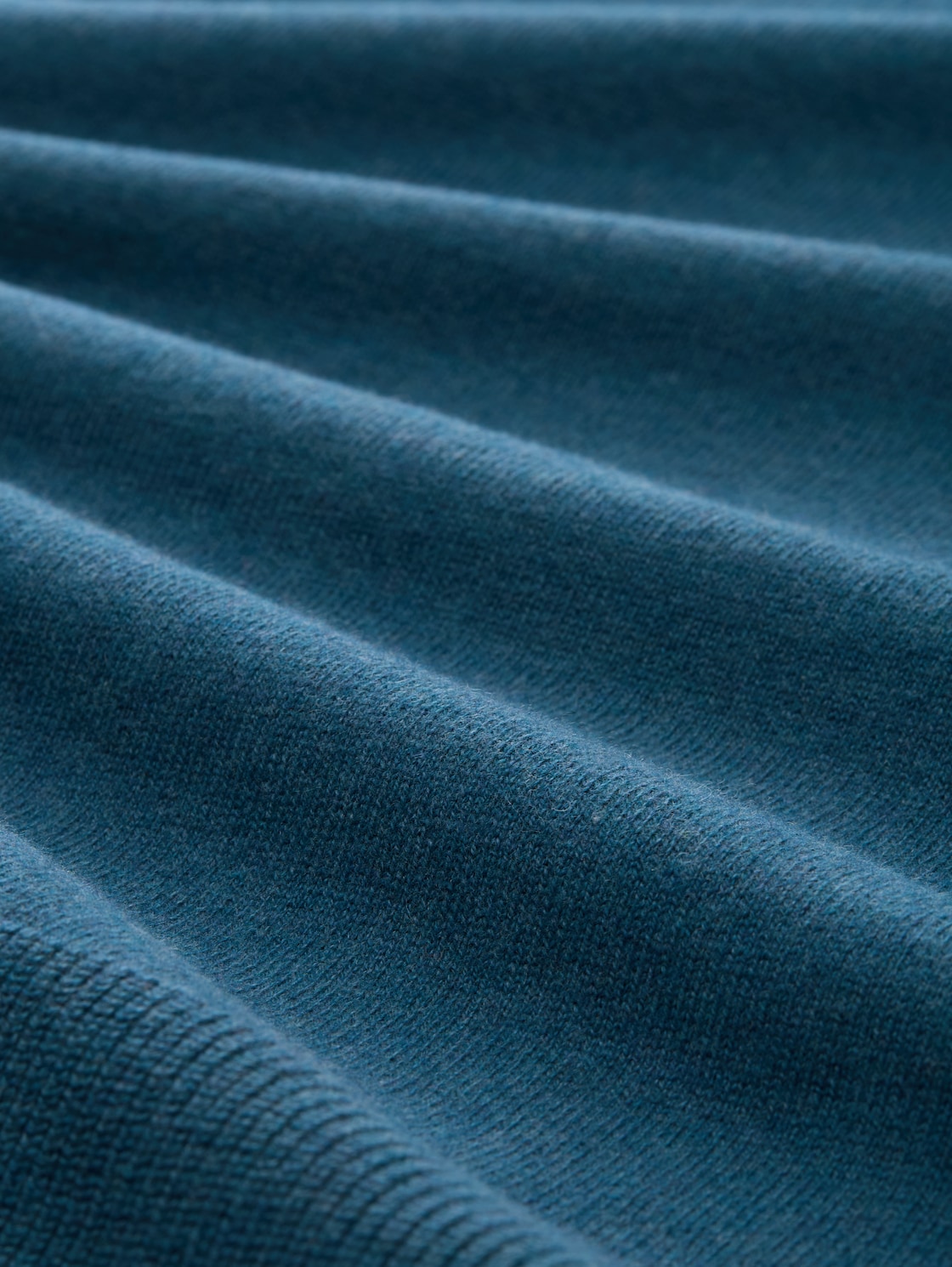 Strickpullover mit Kaschmir-Anteil - dark petrol melange - Material-Ansicht