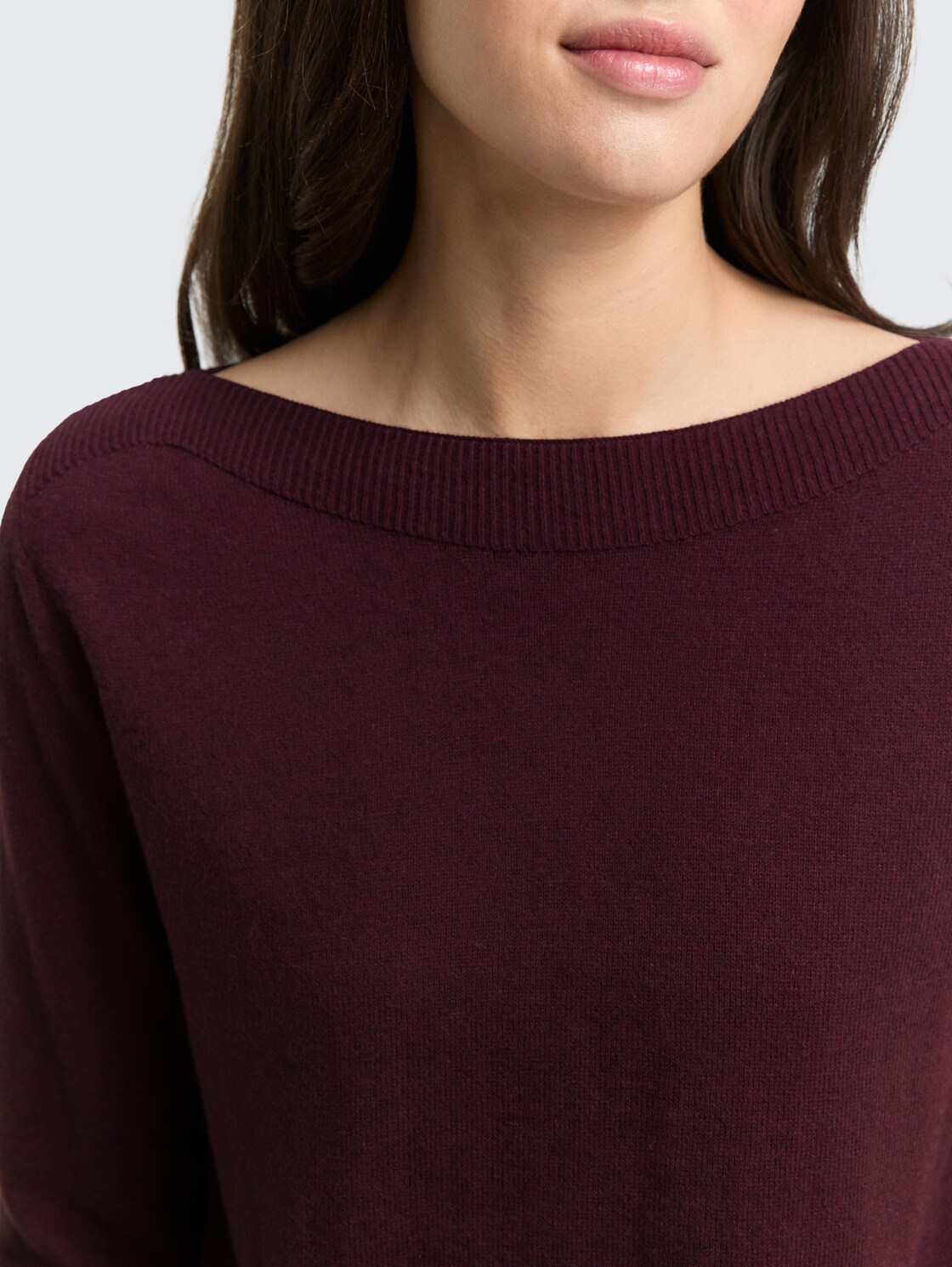 Knitted jumper with cashmere blend - Dark Red Mélange - Detail model view