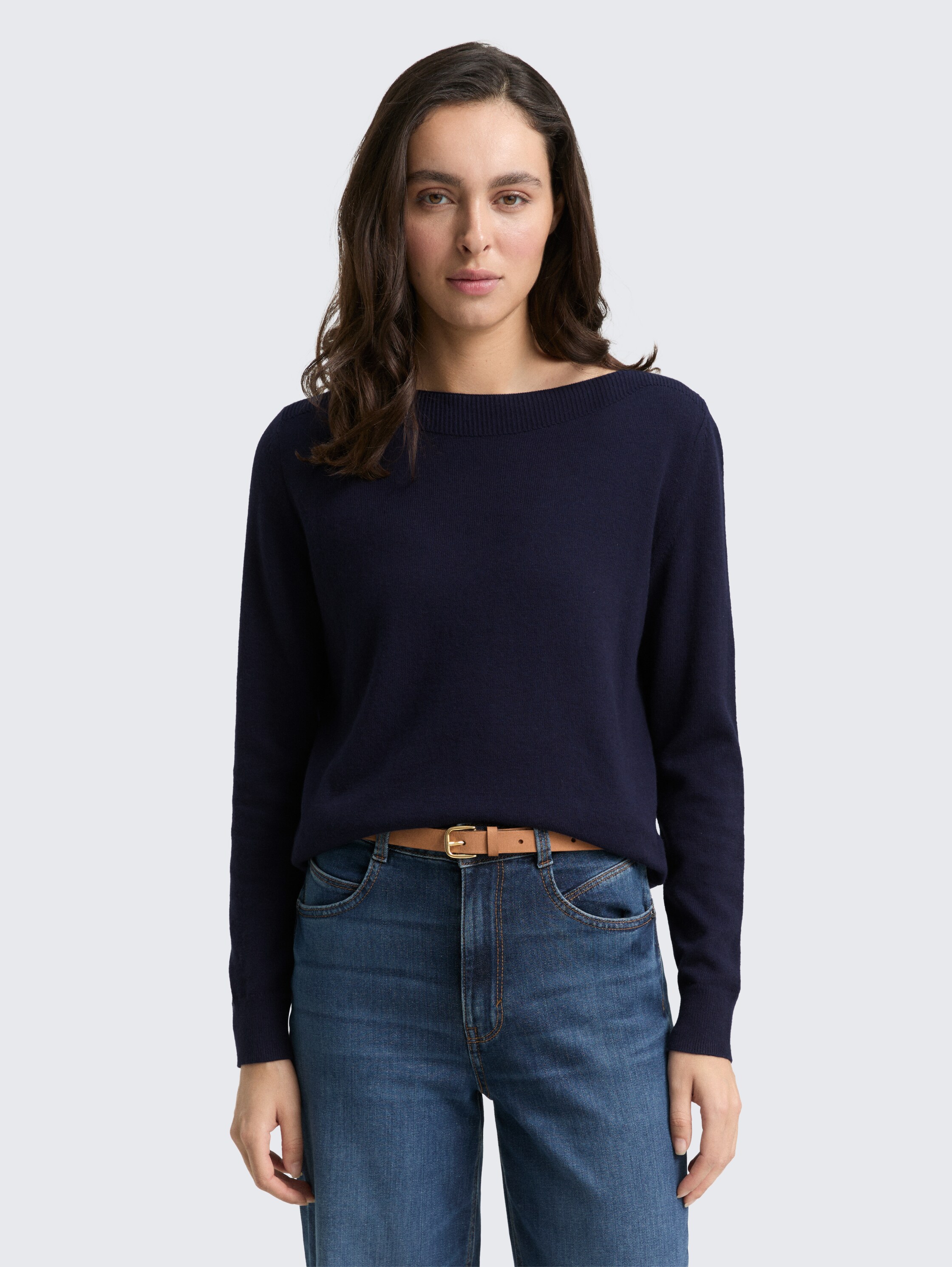 Gebreide trui met kasjmiermix - knitted_navy_melange - 