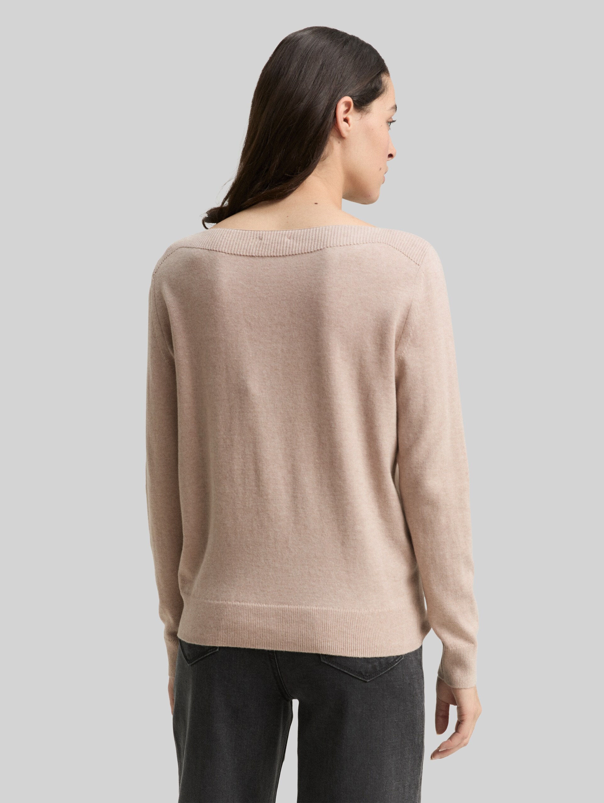 Knitted jumper with cashmere blend - soft taupe melange