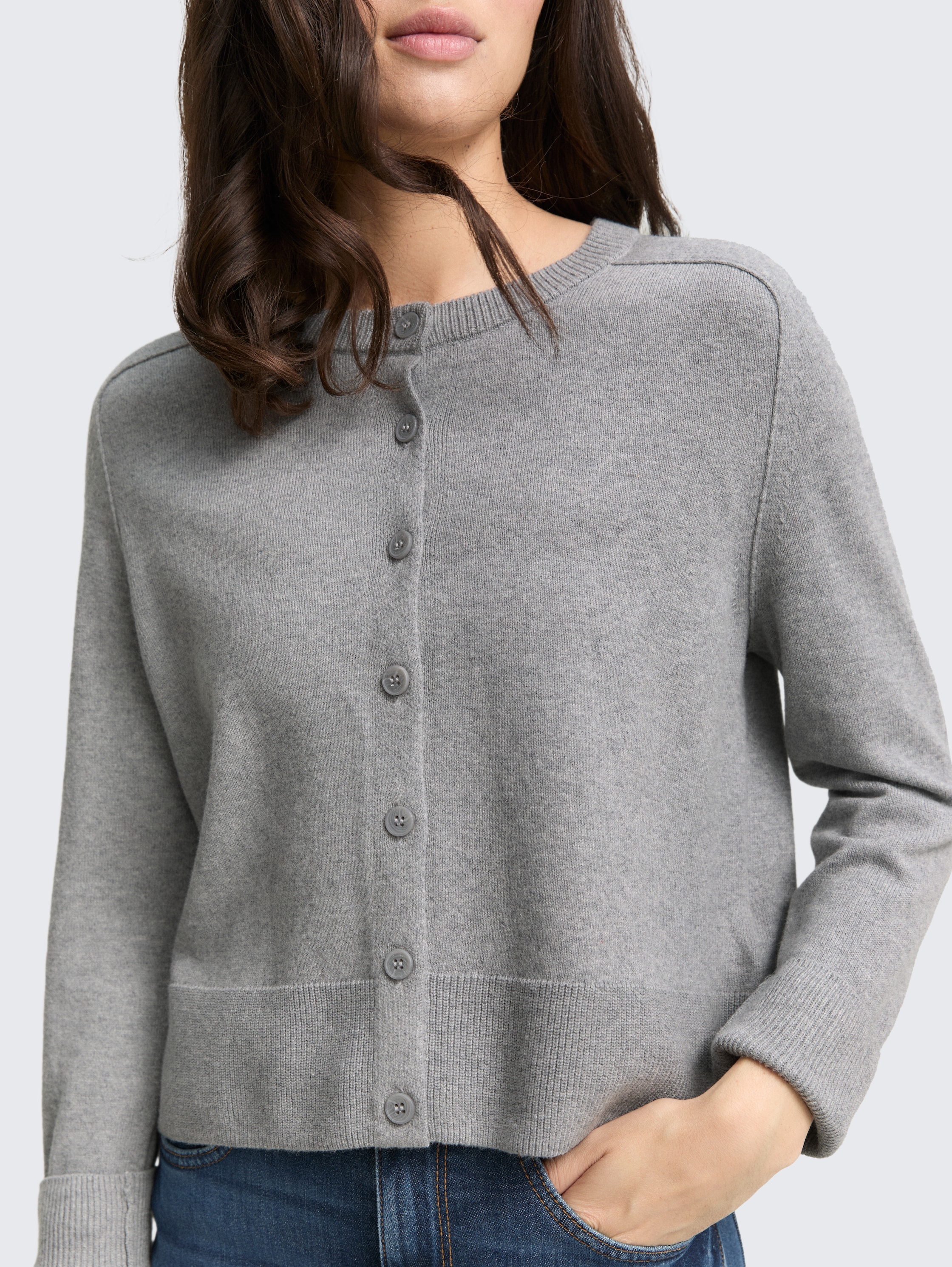 Cardigan with cashmere blend - medium_silver_grey_melange - 