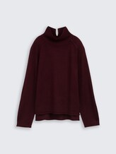 Loose Fit Strickpullover mit Stehkragen - Dark Red Mélange