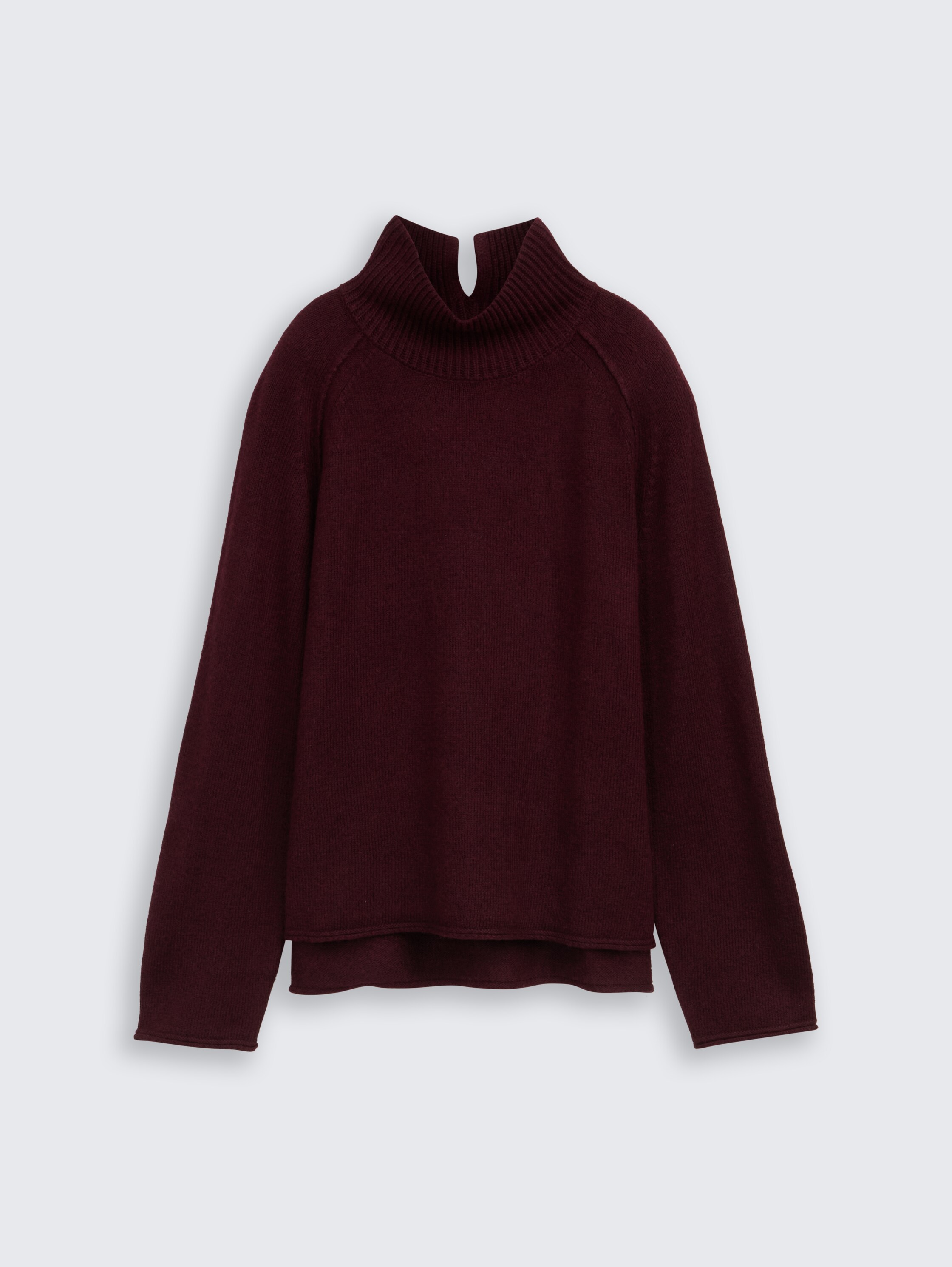 Loose fit knitted jumper with stand-up collar - dark_red_mlange - 