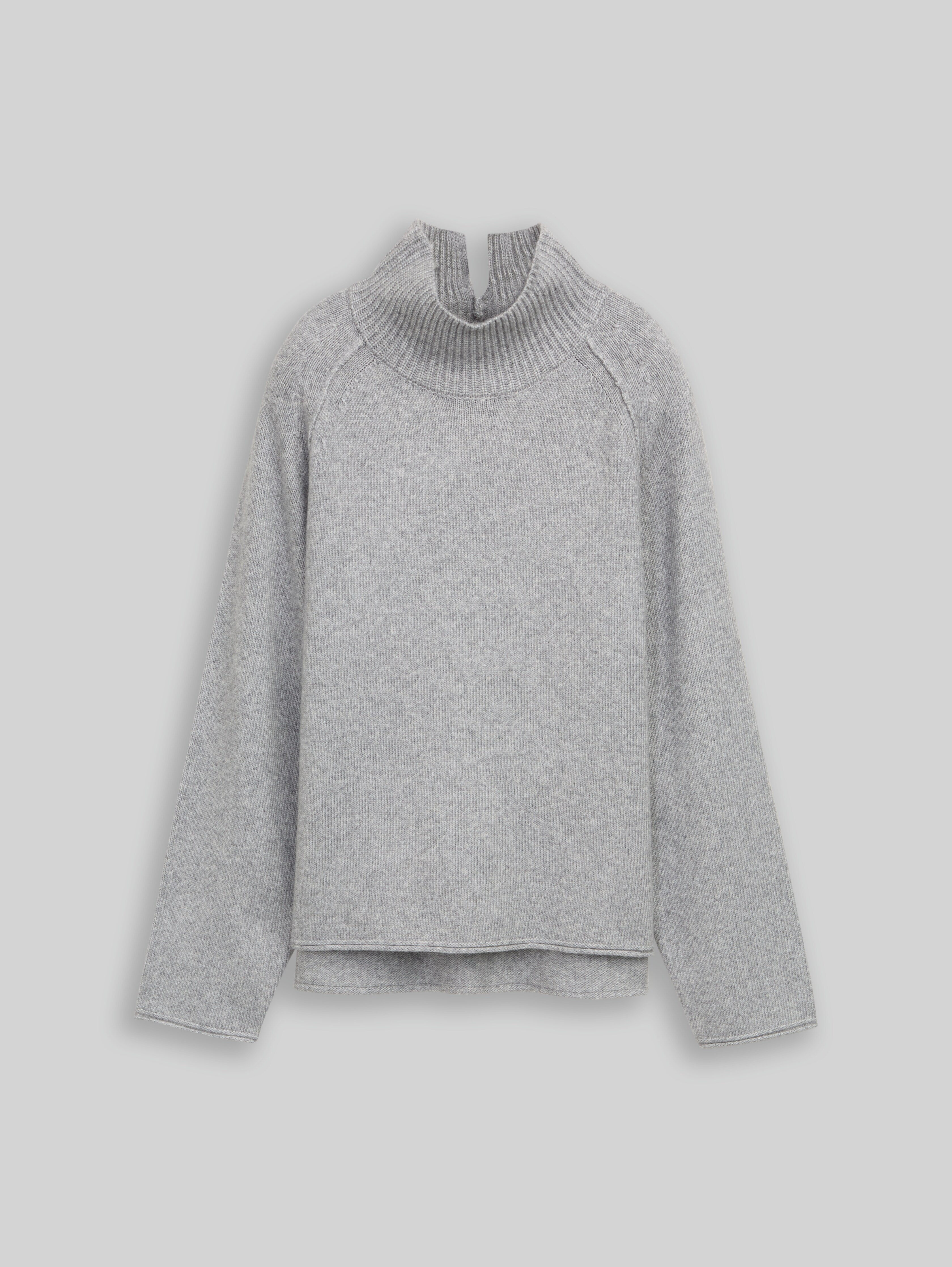 Loose fit knitted jumper with stand-up collar in grey by Tom Tailor