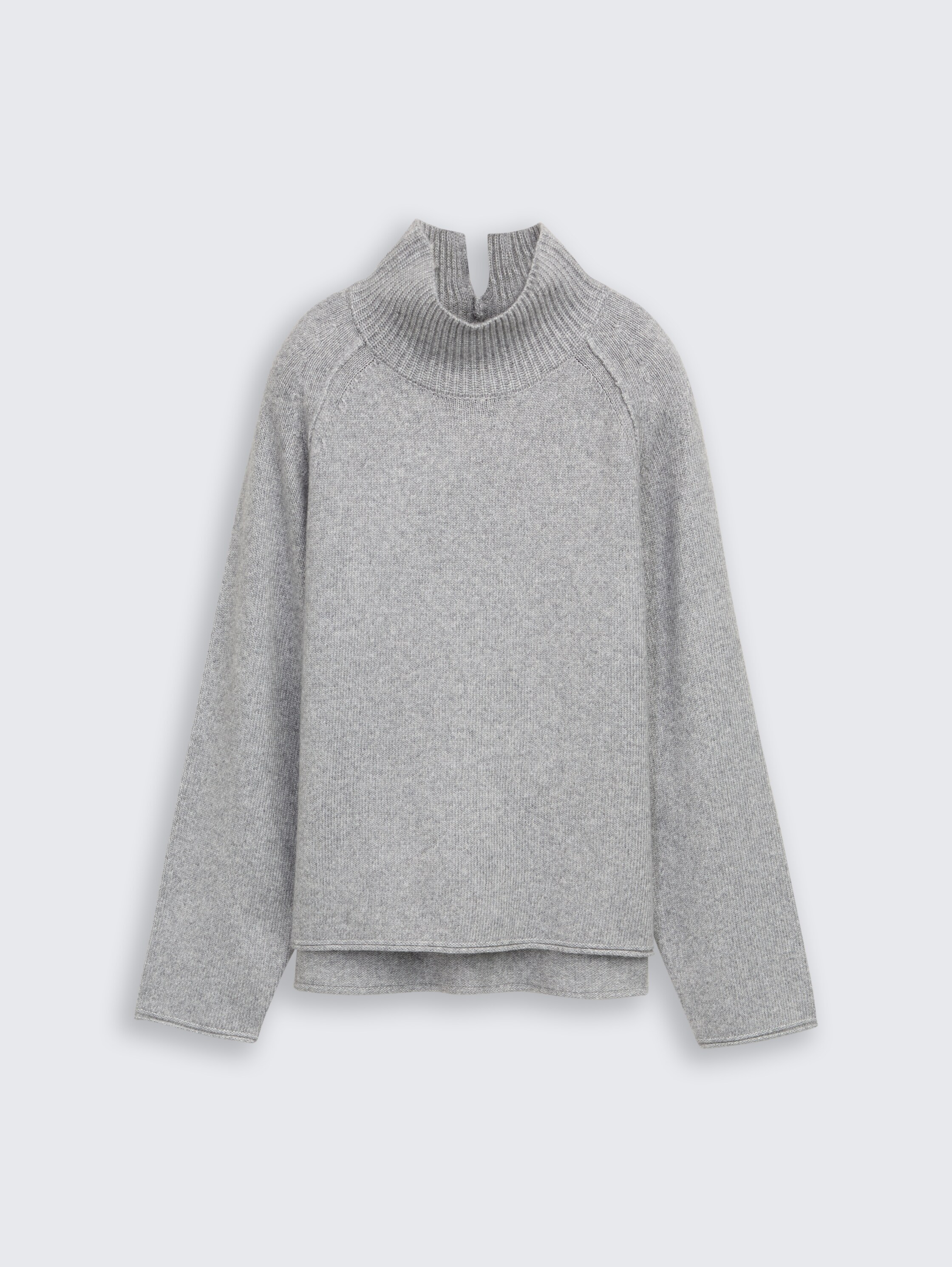 Loose Fit Strickpullover mit Stehkragen - medium_silver_grey_melange - 