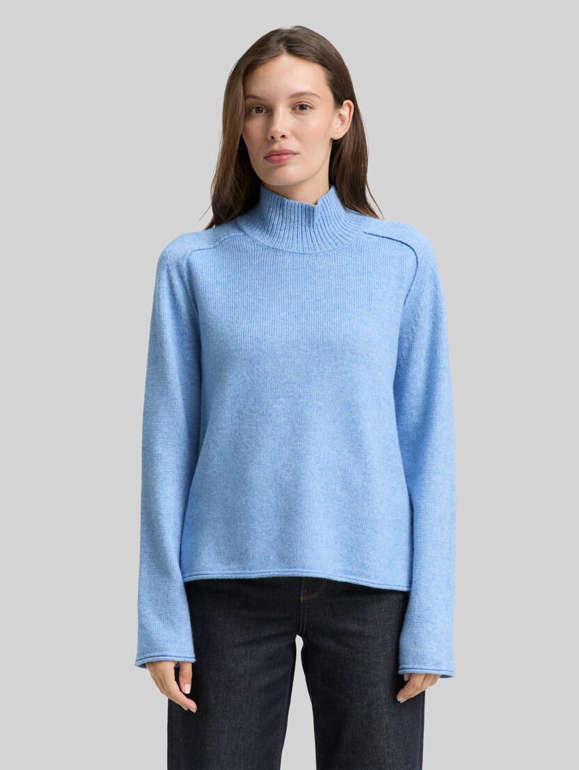 Loose Fit Strickpullover mit Stehkragen von Women, light fjord blue melange