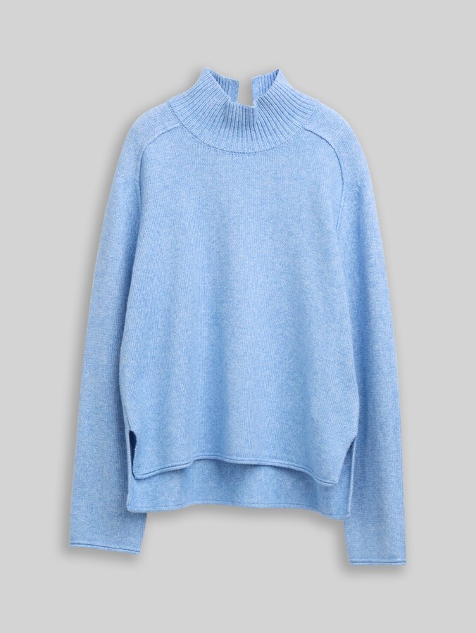 Loose Fit Strickpullover mit Stehkragen von Women, light fjord blue melange