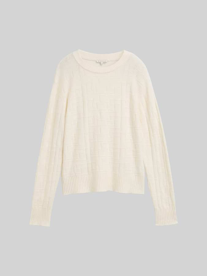 Pull en tricot Loose Fit avec motif par Women, Whisper White