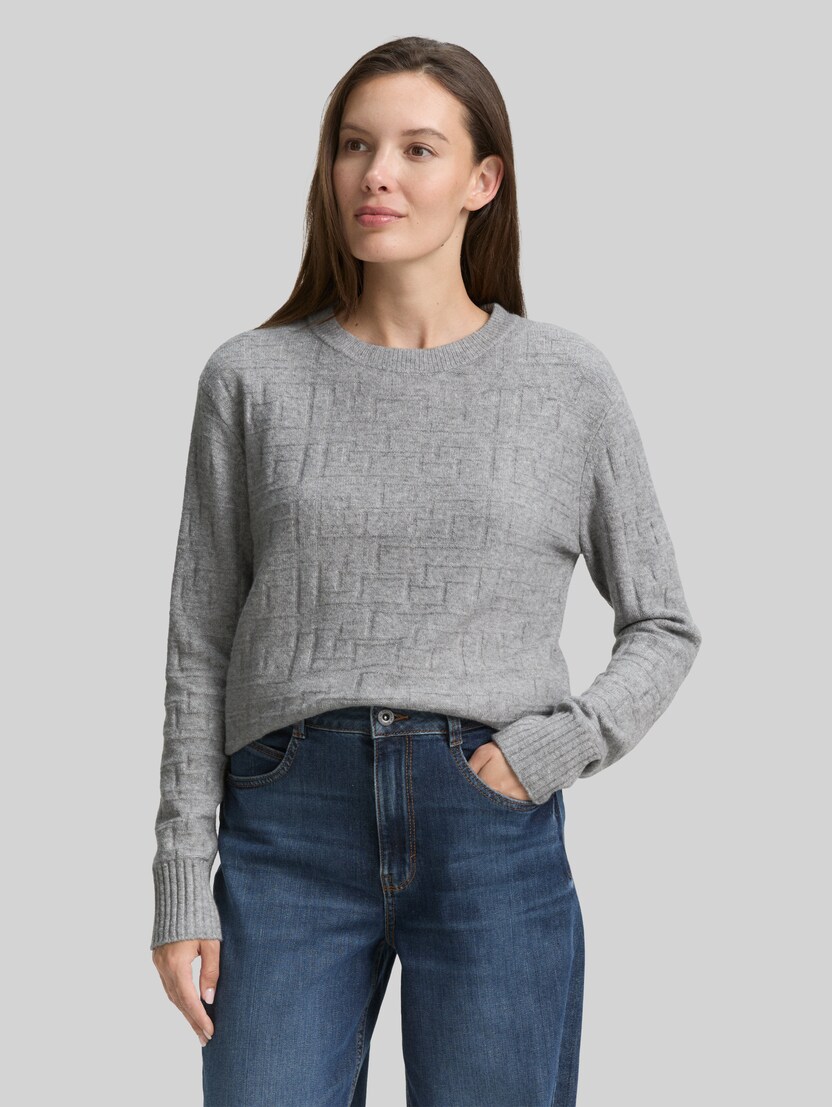 Gebreide trui met patroon door Women, medium silver grey melange