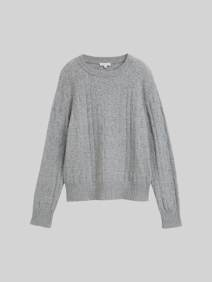 Loose Fit Strickpullover mit Muster von Women, medium silver grey melange