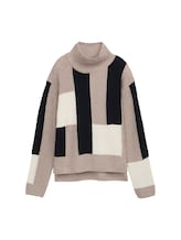 Selected, Loose fit knitted jumper with colour blocking by Tom Tailor, blue