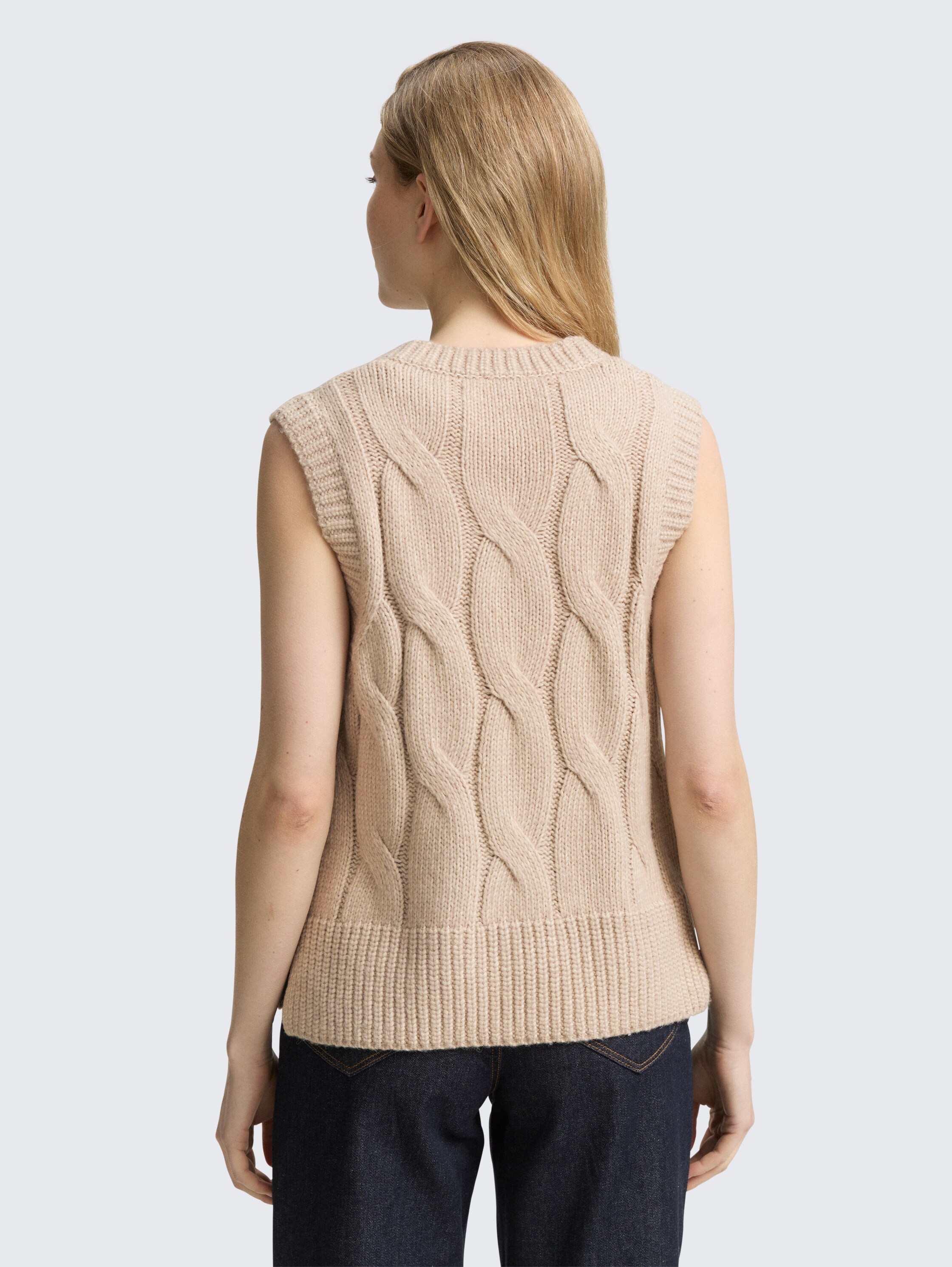 Jumper met kabelpatroon - soft_taupe_melange - 